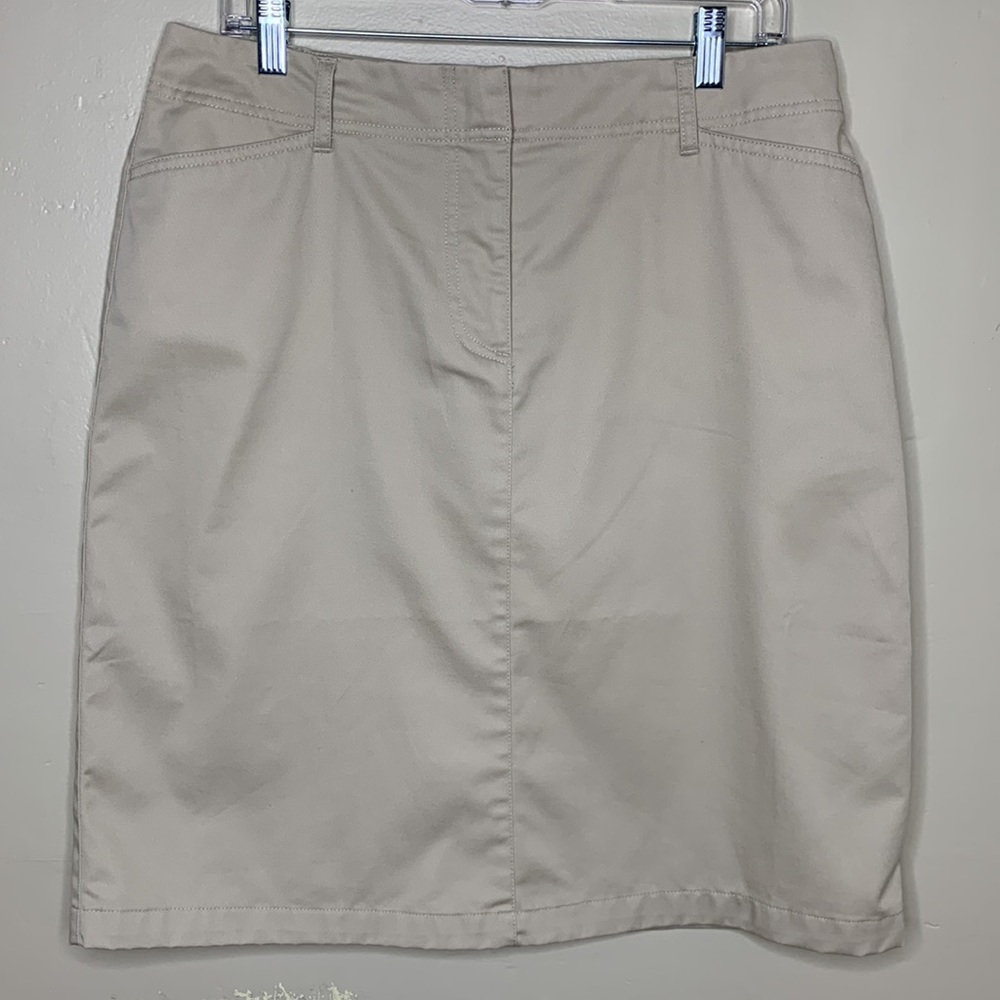 LANDS END Skirt Tan Normcore Cotton Blend Casual Straight Basic Neutral 12P
